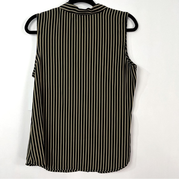 2/$30 Nordstrom Rack V-Neck Sleeveless Woven Shell Top Black Gold sz Small NWT - Picture 3 of 7